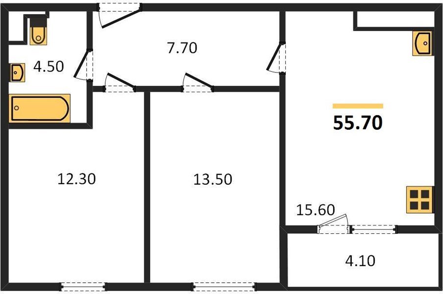 Фото №1: 2-комнатная квартира 55 м² - Краснодар, жилой комплекс Все Свои, ул. Колхозная, 5/2