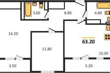 Фото №1: 2-комнатная квартира 63 м² - Краснодар, мкр. жилой комплекс Все Свои, ул. Колхозная, 5/2