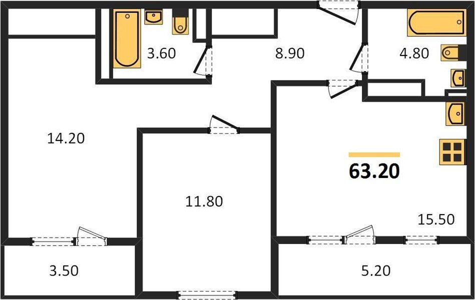 Фото №1: 2-комнатная квартира 63 м² - Краснодар, ЖК Все Свои Вип, Центральный внутригородской округ, Табачная Фабрика, мкр. жилой комплекс Все Свои, ул. Колхозная, 5/2