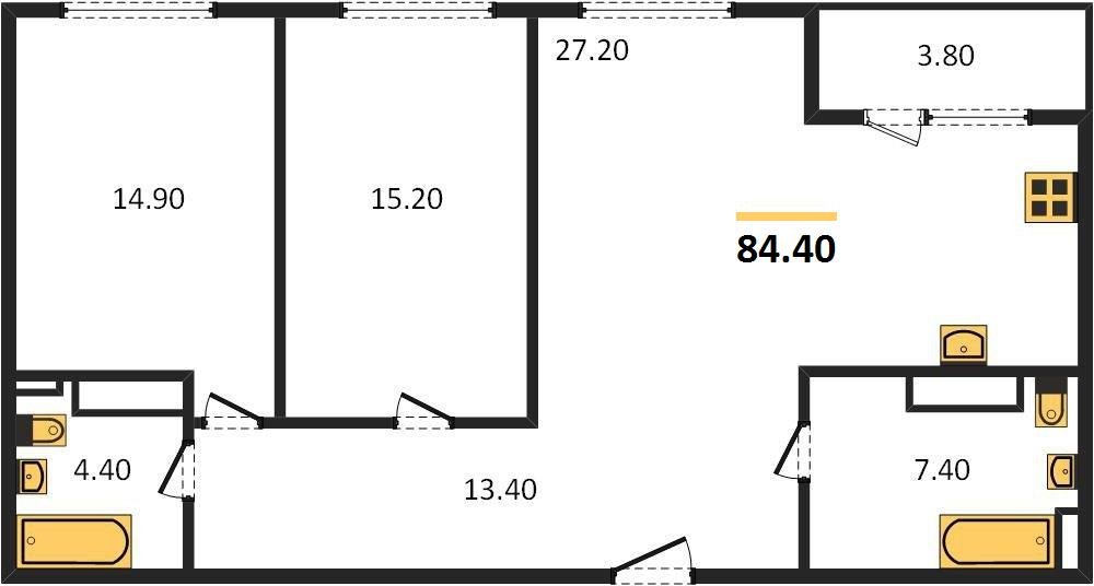 Фото №1: 2-комнатная квартира 83 м² - Краснодар, ЖК Все Свои Вип, Центральный внутригородской округ, Табачная Фабрика, мкр. жилой комплекс Все Свои, ул. Колхозная, 5/2