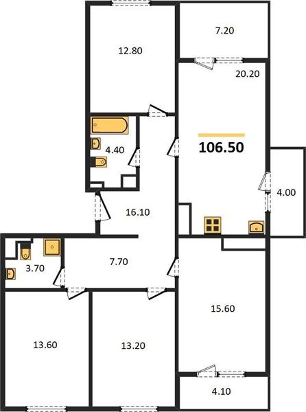 Фото №1: 4-комнатная квартира 107 м² - Краснодар, жилой комплекс Все Свои, ул. Колхозная, 5/2