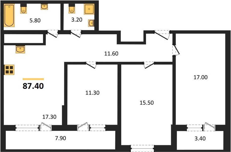 Фото №1: 3-комнатная квартира 88 м² - Краснодар, ЖК Все Свои Вип, Центральный внутригородской округ, Табачная Фабрика, мкр. жилой комплекс Все Свои, ул. Колхозная, 5/2