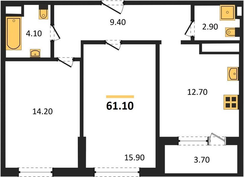 Фото №1: 2-комнатная квартира 60 м² - Краснодар, ЖК Все Свои Вип, Центральный внутригородской округ, Табачная Фабрика, мкр. жилой комплекс Все Свои, ул. Колхозная, 5/2