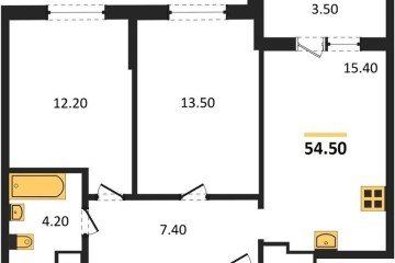 Фото №1: 2-комнатная квартира 54 м² - Краснодар, мкр. жилой комплекс Все Свои, ул. Колхозная, 5/2
