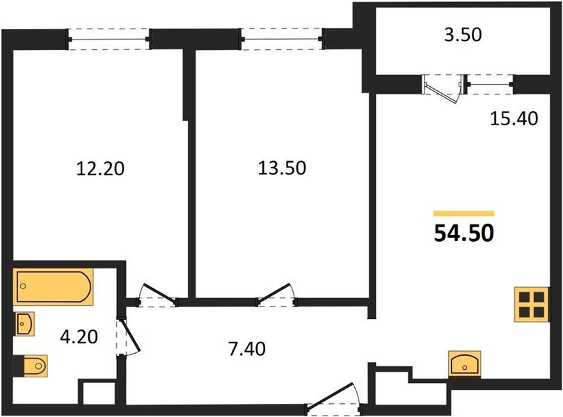 Фото №1: 2-комнатная квартира 54 м² - Краснодар, ЖК Все Свои Вип, Центральный внутригородской округ, Табачная Фабрика, мкр. жилой комплекс Все Свои, ул. Колхозная, 5/2