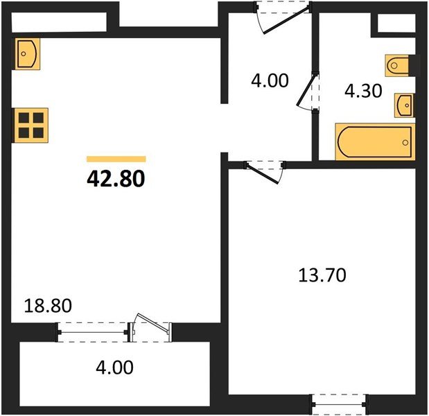 Фото №1: 1-комнатная квартира 42 м² - Краснодар, ЖК Все Свои Вип, Центральный внутригородской округ, Табачная Фабрика, мкр. жилой комплекс Все Свои, ул. Колхозная, 5/2