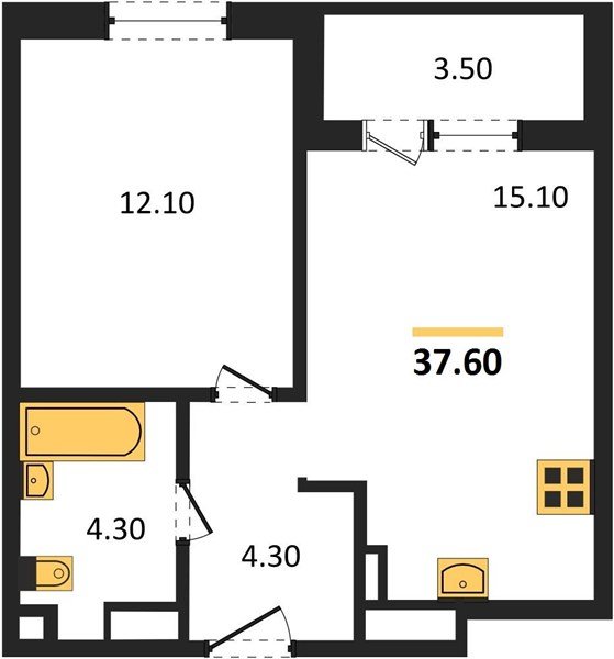 Фото №1: 1-комнатная квартира 37 м² - Краснодар, ЖК Все Свои Вип, Центральный внутригородской округ, Табачная Фабрика, мкр. жилой комплекс Все Свои, ул. Колхозная, 5/2