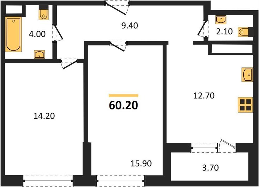 Фото №1: 2-комнатная квартира 59 м² - Краснодар, ЖК Все Свои Вип, Центральный внутригородской округ, Табачная Фабрика, мкр. жилой комплекс Все Свои, ул. Колхозная, 5/2