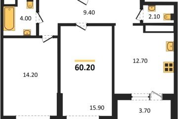 Фото №1: 2-комнатная квартира 59 м² - Краснодар, мкр. жилой комплекс Все Свои, ул. Колхозная, 5/2