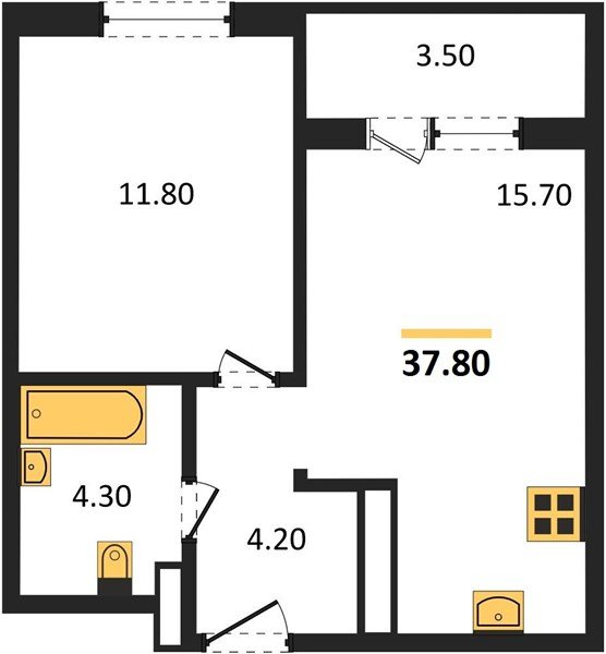 Фото №1: 1-комнатная квартира 37 м² - Краснодар, ЖК Все Свои Вип, Центральный внутригородской округ, Табачная Фабрика, мкр. жилой комплекс Все Свои, ул. Колхозная, 5/2