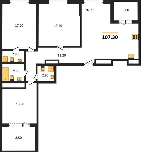 Фото №1: 3-комнатная квартира 107 м² - Краснодар, ЖК Все Свои Вип, Центральный внутригородской округ, Табачная Фабрика, мкр. жилой комплекс Все Свои, ул. Колхозная, 5/2