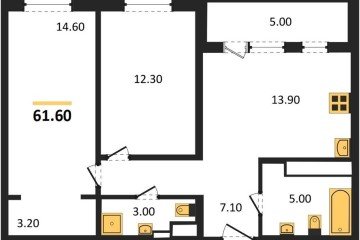 Фото №1: 2-комнатная квартира 61 м² - Краснодар, мкр. жилой комплекс Все Свои, ул. Колхозная, 5/2