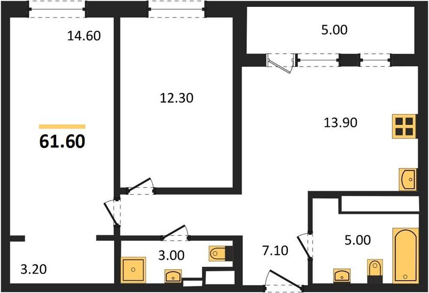 Фото №1: 2-комнатная квартира 61 м² - Краснодар, ЖК Все Свои Вип, Центральный внутригородской округ, Табачная Фабрика, мкр. жилой комплекс Все Свои, ул. Колхозная, 5/2