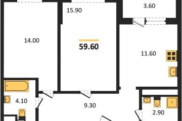 Фото №1: 2-комнатная квартира 59 м² - Краснодар, мкр. жилой комплекс Все Свои, ул. Колхозная, 5/2