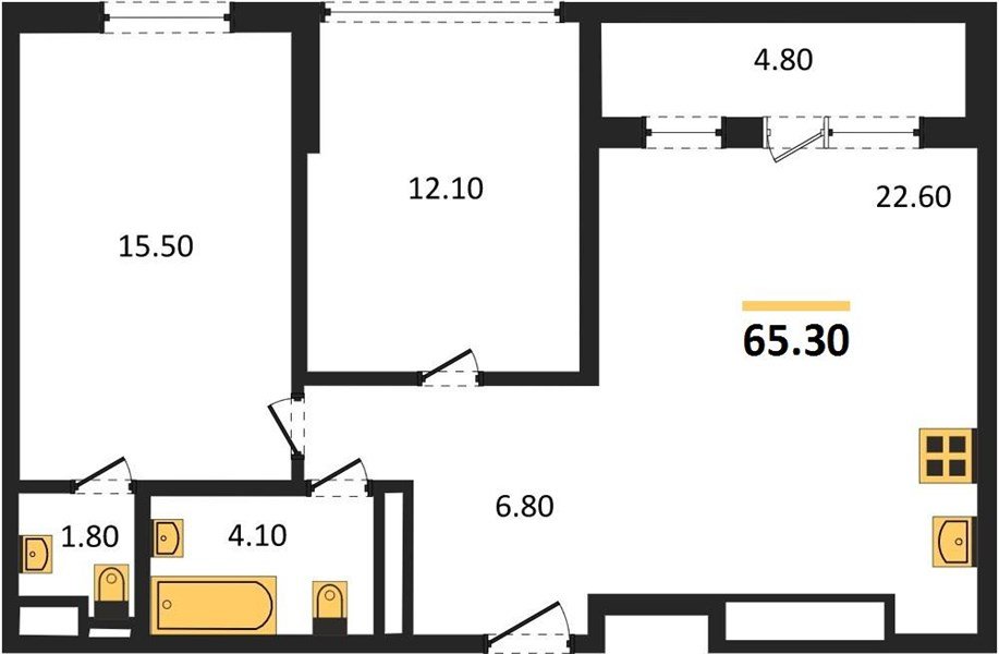 Фото №1: 2-комнатная квартира 65 м² - Краснодар, ЖК Все Свои Вип, Центральный внутригородской округ, Табачная Фабрика, мкр. жилой комплекс Все Свои, ул. Колхозная, 5/2