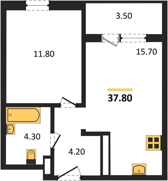 Фото №1: 1-комнатная квартира 37 м² - Краснодар, ЖК Все Свои Вип, Центральный внутригородской округ, Табачная Фабрика, мкр. жилой комплекс Все Свои, ул. Колхозная, 5/2