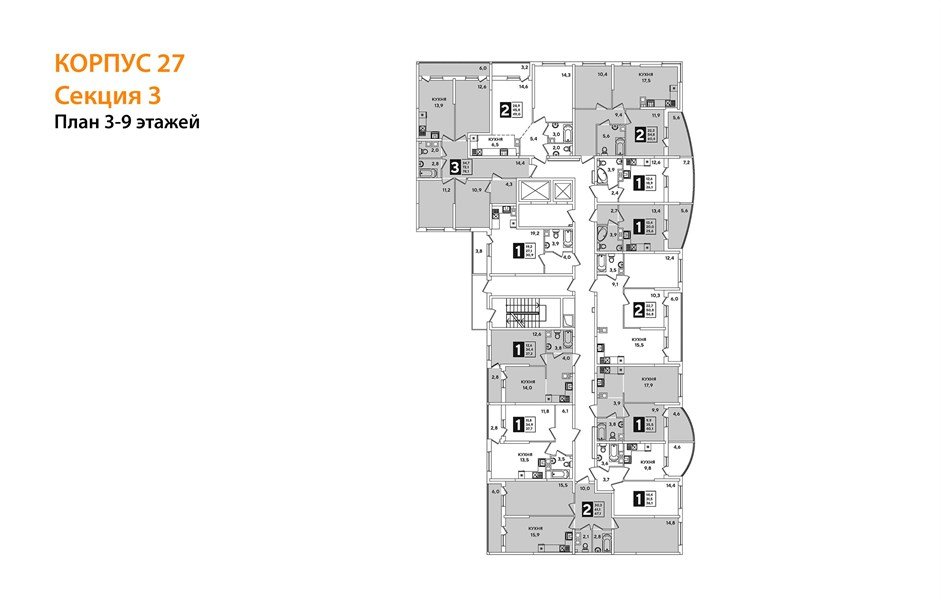 Фото №9: 3-комнатная квартира 78 м² - Краснодар, Прикубанский внутригородской округ, мкр. жилой комплекс Самолёт-5