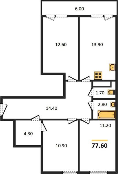Фото №1: 3-комнатная квартира 77 м² - Краснодар, Прикубанский внутригородской округ, мкр. жилой комплекс Самолёт-5
