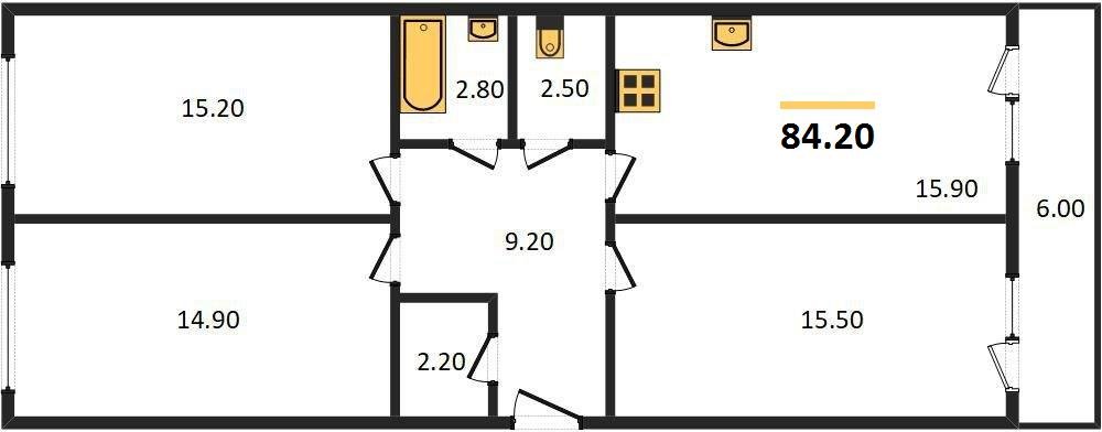 Фото №1: 3-комнатная квартира 84 м² - Краснодар, жилой комплекс Самолёт-5, мкр. Прикубанский внутригородской округ, ул. Ивана Беличенко, 103к1
