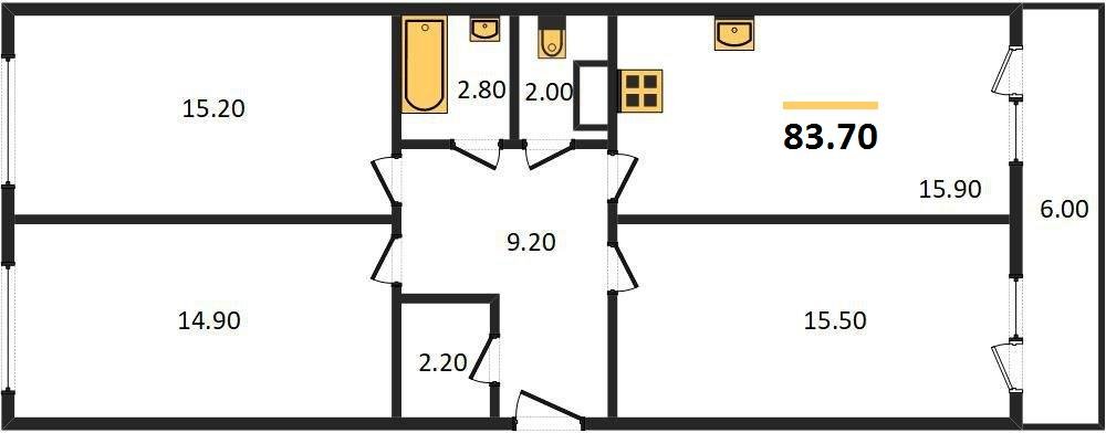 Фото №1: 3-комнатная квартира 83 м² - Краснодар, жилой комплекс Самолёт-5, мкр. Прикубанский внутригородской округ, ул. Ивана Беличенко, 103к1