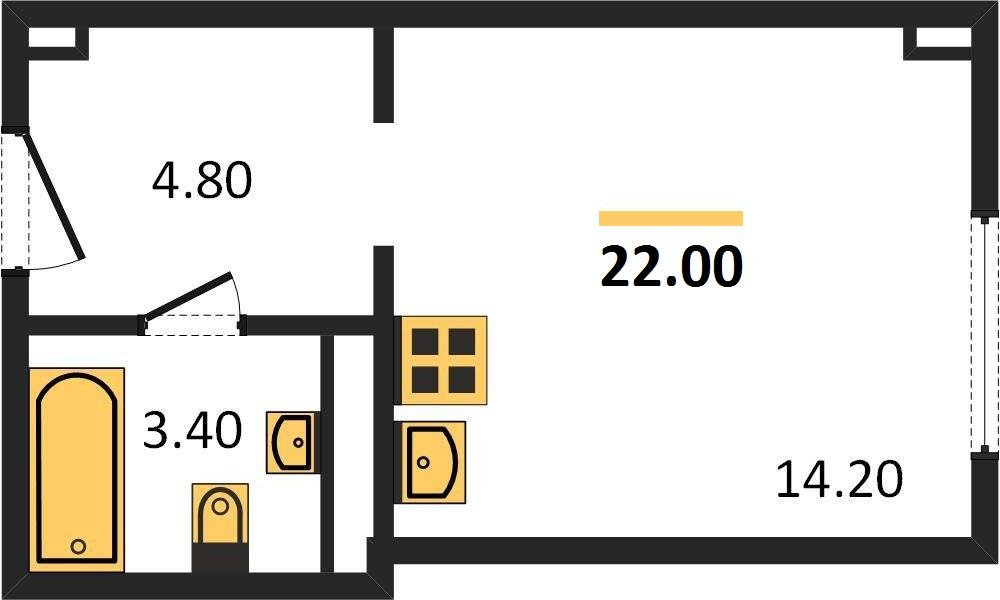 Фото №1: Студия 22 м² - Краснодар, Карасунский внутригородской округ, Хлопчато-бумажный Комбинат, мкр. жилой комплекс Гранд Пэлэс
