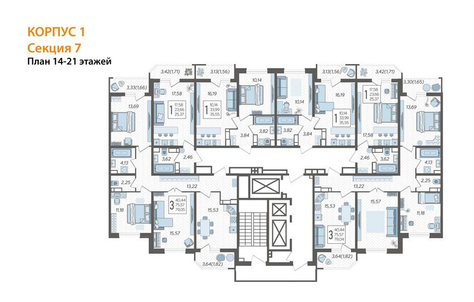 Фото №8: 3-комнатная квартира 79 м² - Краснодар, ЖК Урал, жилой комплекс Ural, Карасунский внутригородской округ, мкр. Камвольно-суконный Комбинат