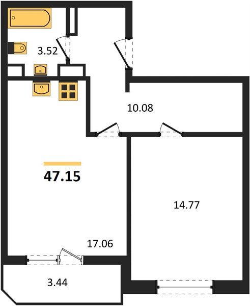 Фото №1: 1-комнатная квартира 48 м² - Краснодар, ЖК Урал, жилой комплекс Ural, Карасунский внутригородской округ, мкр. Камвольно-суконный Комбинат