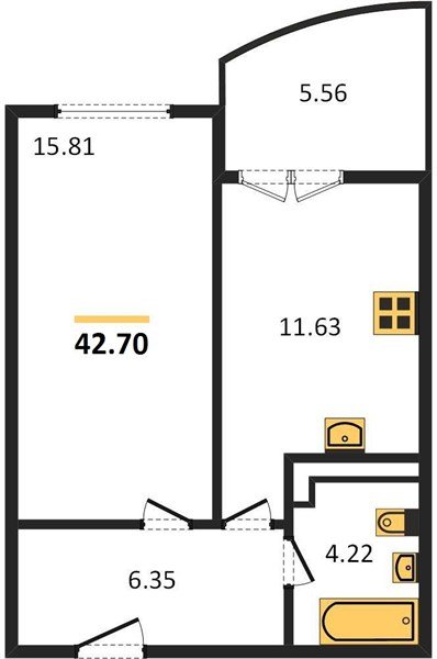 Фото №1: 1-комнатная квартира 42 м² - Краснодар, жилой комплекс Хорошая Погода, ул. Кирилла Россинского, 3/2