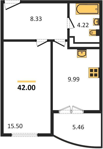 Фото №1: 1-комнатная квартира 42 м² - Краснодар, жилой комплекс Хорошая Погода, ул. Кирилла Россинского, 3/2