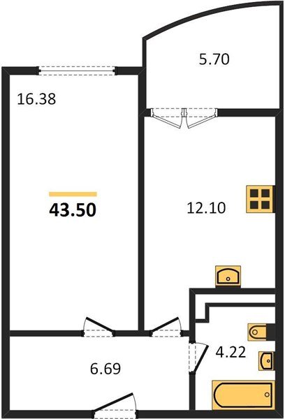 Фото №1: 1-комнатная квартира 43 м² - Краснодар, жилой комплекс Хорошая Погода, ул. Кирилла Россинского, 3/2