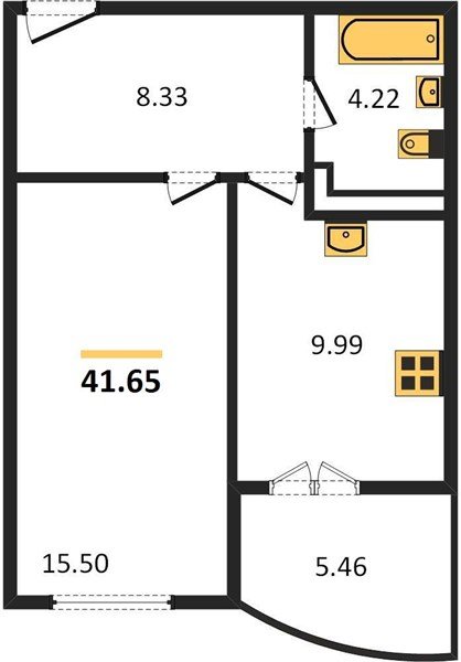 Фото №1: 1-комнатная квартира 41 м² - Краснодар, ЖК Хорошая Погода, ул. Кирилла Россинского, 3/2к1