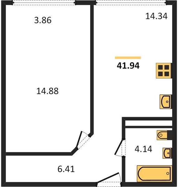 Фото №1: 1-комнатная квартира 42 м² - Краснодар, Черёмушки, мкр. Центральный внутригородской округ, ул. Обрывная, 132/1к4