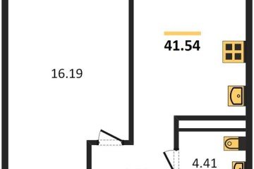 Фото №1: 1-комнатная квартира 42 м² - Краснодар, мкр. Центральный внутригородской округ, ул. Обрывная, 132/1к4