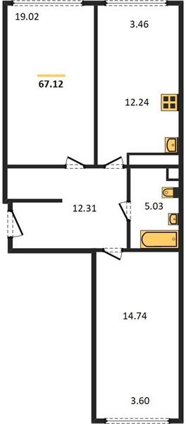 Фото №1: 2-комнатная квартира 68 м² - Краснодар, Черёмушки, мкр. Центральный внутригородской округ, ул. Обрывная, 132/1к4