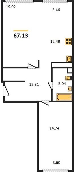 Фото №1: 2-комнатная квартира 69 м² - Краснодар, Черёмушки, мкр. Центральный внутригородской округ, ул. Обрывная, 132/1к4