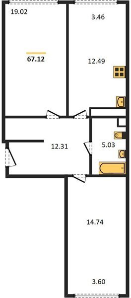 Фото №1: 2-комнатная квартира 68 м² - Краснодар, Черёмушки, мкр. Центральный внутригородской округ, ул. Обрывная, 132/1к4