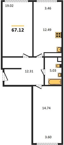 Фото №1: 2-комнатная квартира 68 м² - Краснодар, Черёмушки, мкр. Центральный внутригородской округ, ул. Обрывная, 132/1к4