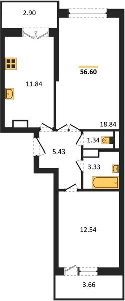 Фото №1: 2-комнатная квартира 57 м² - Краснодар, Прикубанский внутригородской округ, мкр. Музыкальный, ул. Российская, 257/7