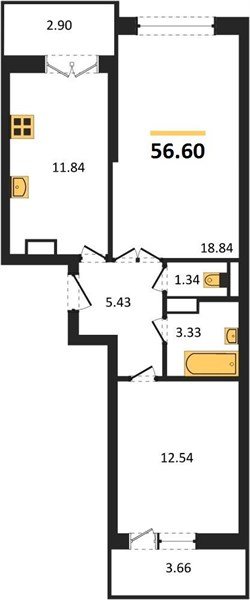 Фото №1: 2-комнатная квартира 58 м² - Краснодар, Прикубанский внутригородской округ, мкр. Музыкальный, ул. Российская, 257/7