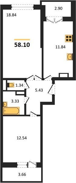 Фото №1: 2-комнатная квартира 58 м² - Краснодар, Прикубанский внутригородской округ, мкр. Музыкальный, ул. Российская, 257/7
