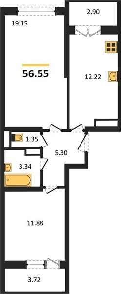 Фото №1: 2-комнатная квартира 57 м² - Краснодар, Прикубанский внутригородской округ, мкр. Музыкальный, ул. Российская, 257/7