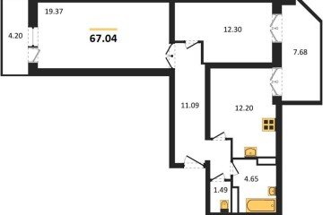 Фото №1: 2-комнатная квартира 68 м² - Краснодар, мкр. Музыкальный, ул. Российская, 257/7