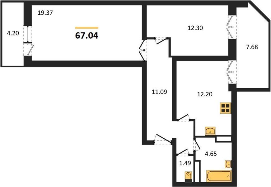 Фото №1: 2-комнатная квартира 68 м² - Краснодар, Прикубанский внутригородской округ, мкр. Музыкальный, ул. Российская, 257/7