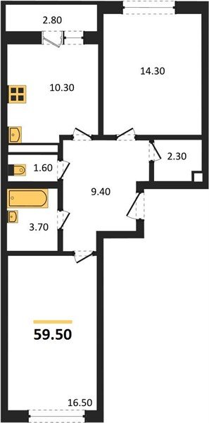 Фото №1: 2-комнатная квартира 59 м² - Краснодар, Прикубанский внутригородской округ, мкр. жилой комплекс Нeo-квартал Красная Площадь, ул. им. Мурата Ахеджака, 12к4