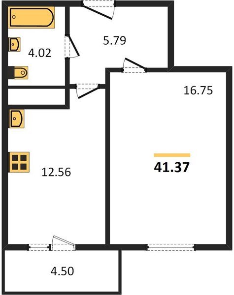 Фото №1: 1-комнатная квартира 41 м² - Знаменский, Карасунский внутригородской округ, мкр. Родные Просторы, ул. Природная, 10Бк21