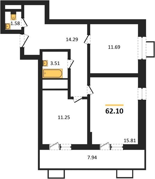 Фото №1: 2-комнатная квартира 64 м² - Знаменский, Карасунский внутригородской округ, мкр. Родные Просторы