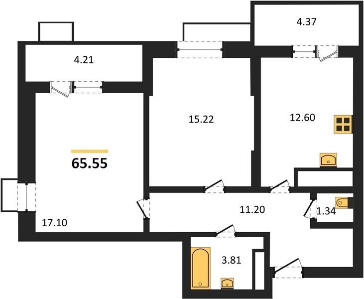 Фото №1: 2-комнатная квартира 65 м² - Знаменский, Карасунский внутригородской округ, мкр. Родные Просторы