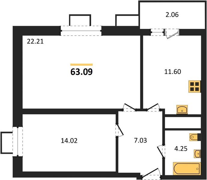 Фото №1: 2-комнатная квартира 62 м² - Знаменский, Карасунский внутригородской округ, мкр. Родные Просторы