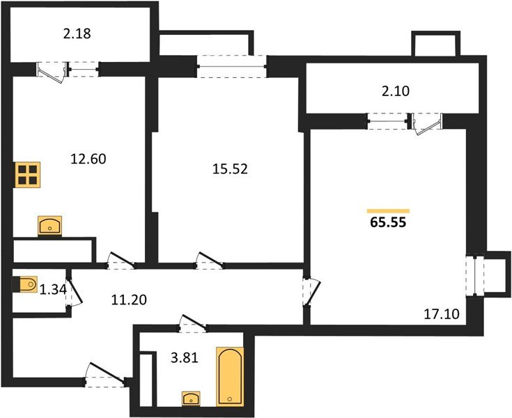 Фото №1: 2-комнатная квартира 65 м² - Знаменский, Карасунский внутригородской округ, мкр. Родные Просторы