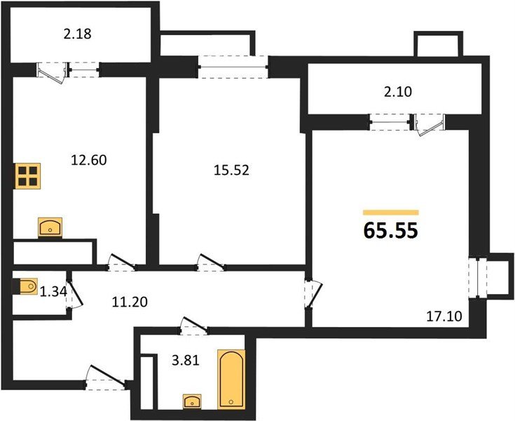 Фото №1: 2-комнатная квартира 64 м² - Знаменский, Карасунский внутригородской округ, мкр. Родные Просторы